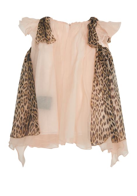 Abito con stampa leopardata e ruches ROBERTO CAVALLI KIDS | CIP26035VESLRPINK